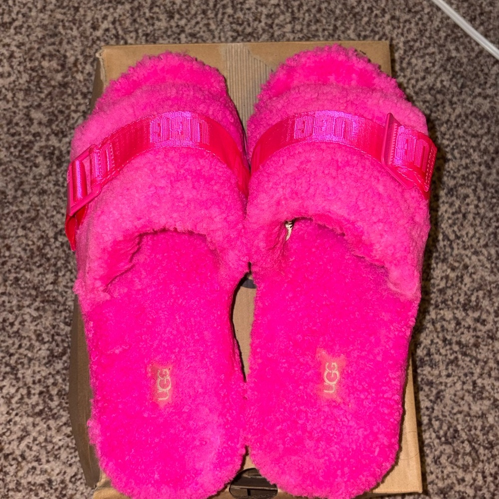 UGG Pink Plush Slippers
